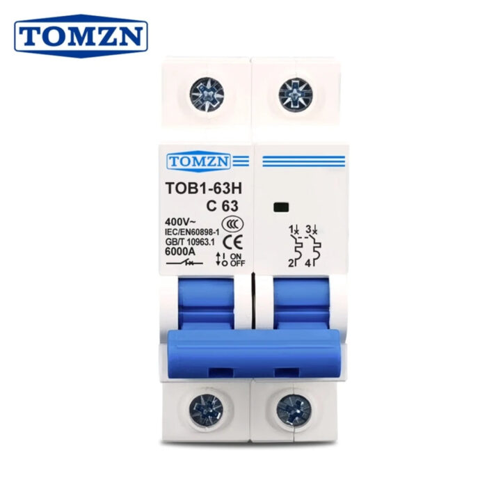 Tomzn 2P AC MCB Circuit breaker C type 230/400V 16A, 20A,32A,40A,63A
